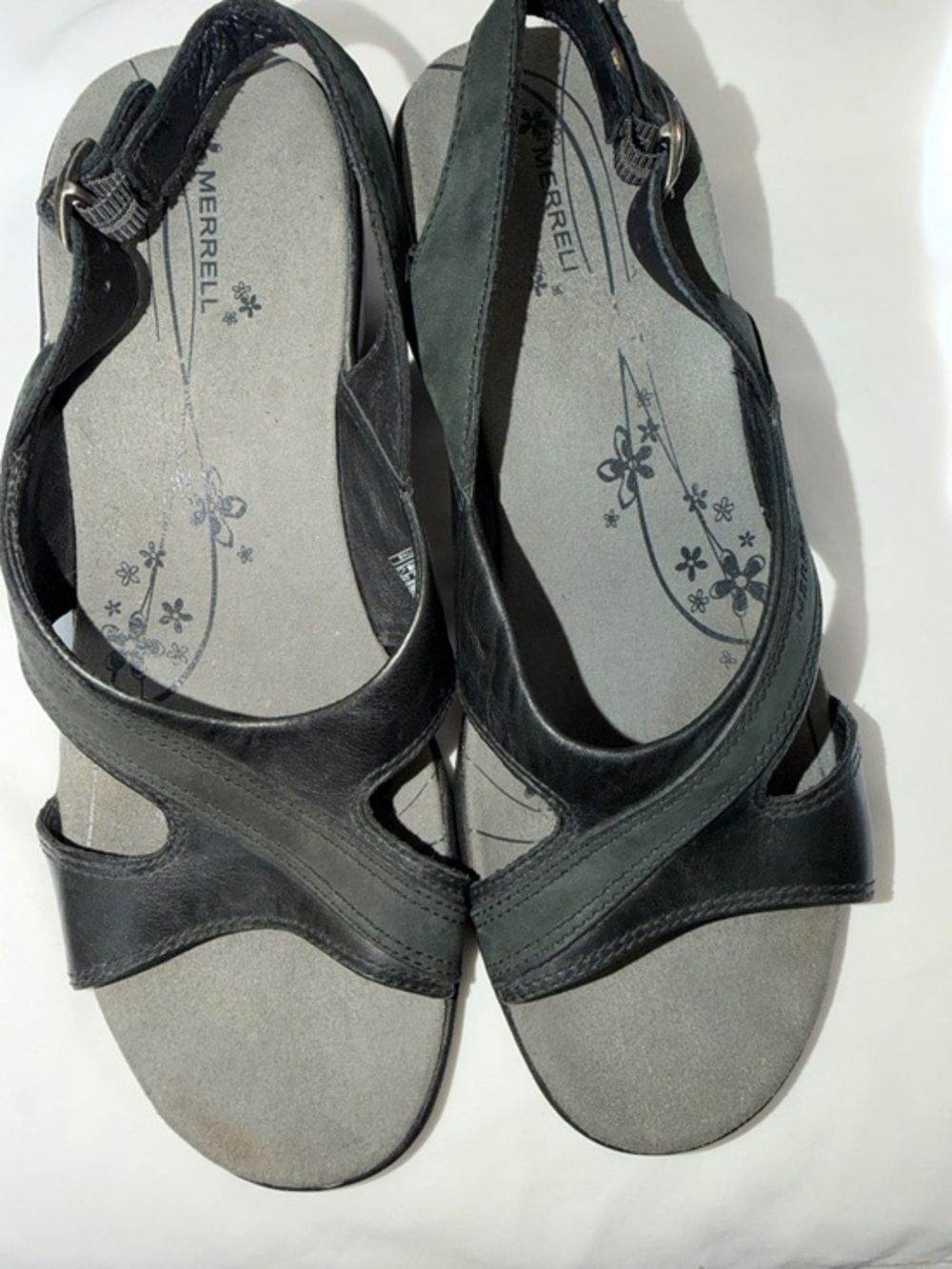 Merrell Women's Black & Grayish Green Slingback Wedge Sandals